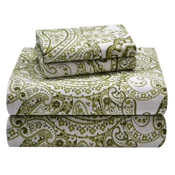 100% Cotton Percale Sheets - Printed Bed Sheet & Pillowcase Sets - Soft Cotton Bed Sheets Set - Fits Mattress 18