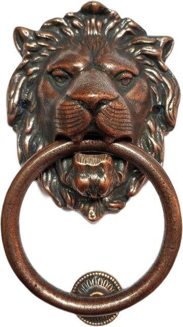 7 inch Large Regency Lions Head Door Knocker,Solid Brass,Antique Bronze Finish,Black