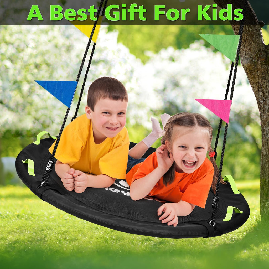 Tree Swing, 40 Inch Saucer Swing, Outdoor Swing, Black