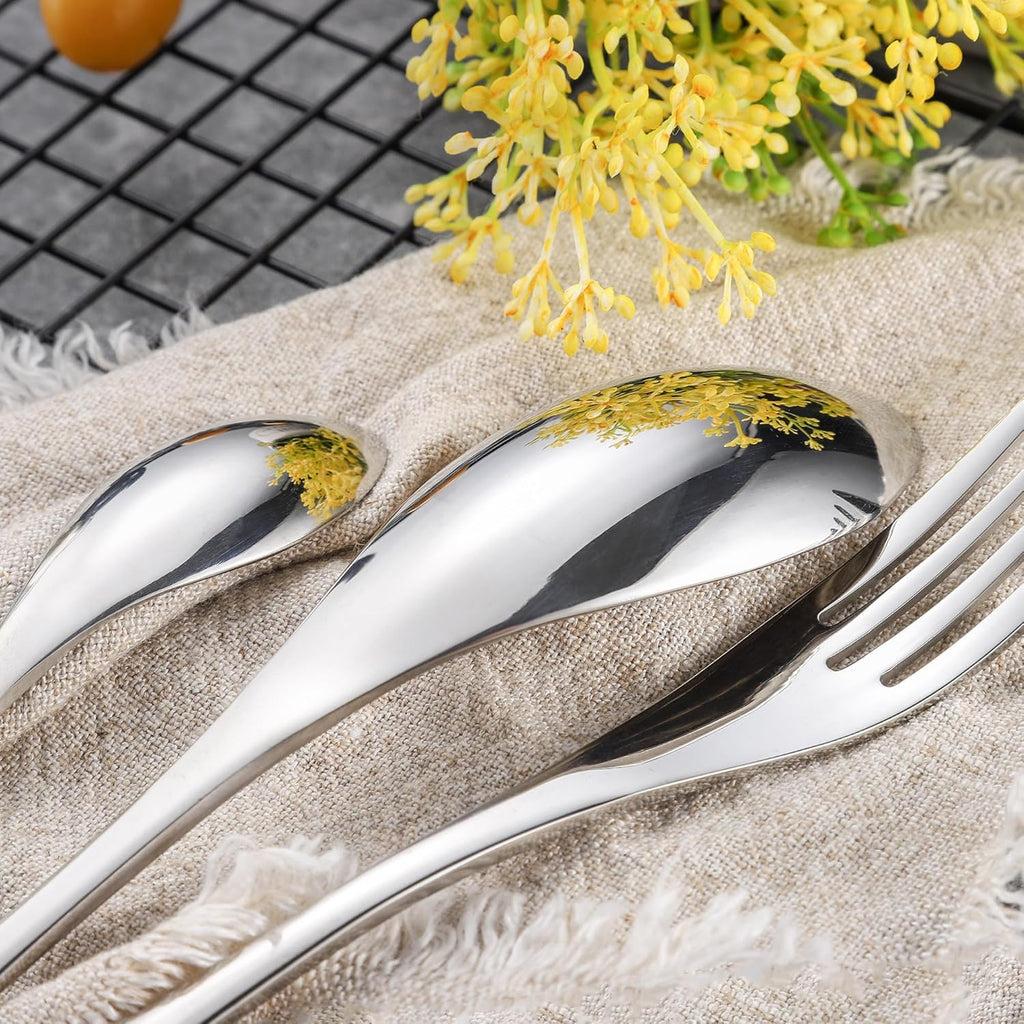 20 Pieces Silverware Set for 4,Heavy Duty 18/10 Stainless Steel Flatware Set with Forged Stand Knives