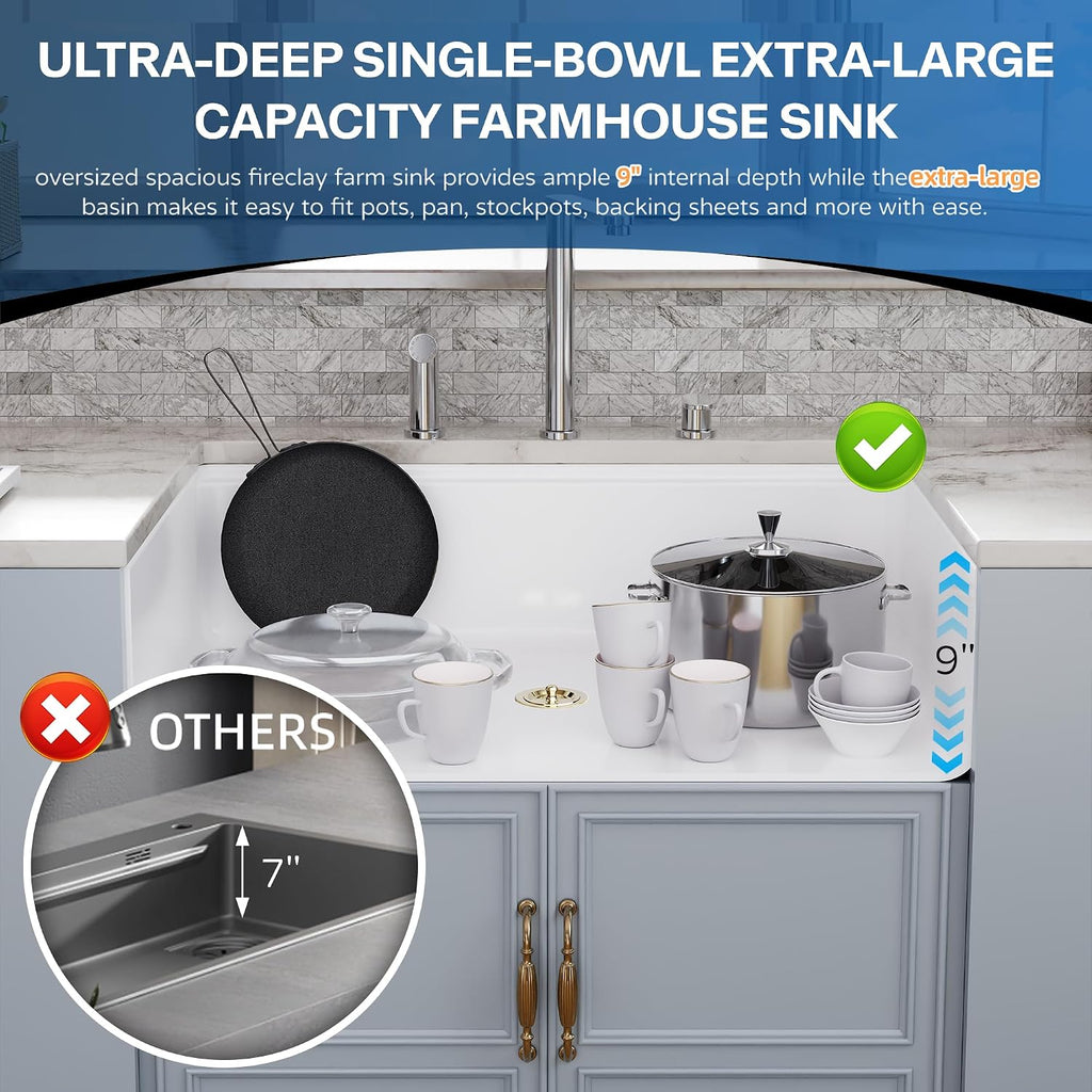 33 White Undermount Kitchen Sink Workstation, Topmount & Undermount Kitchen Sink 33x19 inch White Porcelain Ceramic