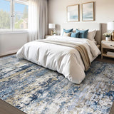 Area Rugs 8x10 for Living Room: Washable Rug Modern Abstract Neutral Soft Non-Slip Low-Pile Indoor Large Carpet for