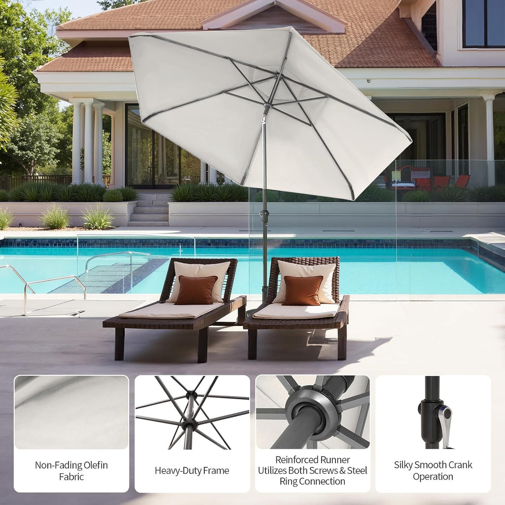 9 Ft Patio Umbrella with Auto-Tilt & Olefin Fabric