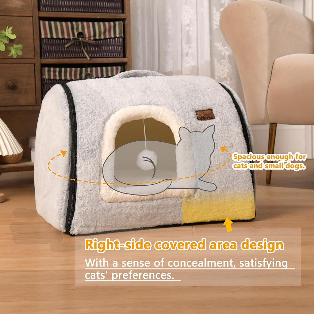 Cat Bed cave-cat beds for Indoor Cats,Soft and Comfortable,Cute cat House,with Removable Washable Cushioned