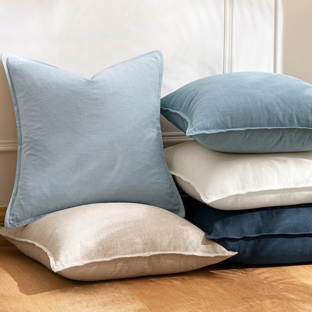 26x26 Inch Set of 2 Euro Sham Decorative Linen Solid Throw Pillow Covers Boho Accent Farmhouse Pillowcases Modern