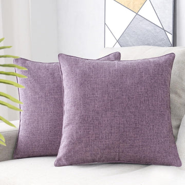 Linen Throw Pillow Covers Pack of 2, 18x18 Inch Accent Cushion Covers, Decorative Solid Color Pillow Covers, Chair