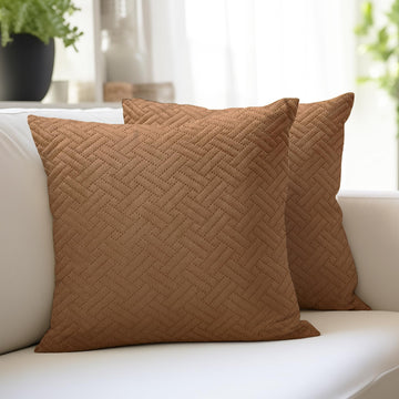 XO Velvet Throw Pillow Covers, No Inserts 20"x20" Tan