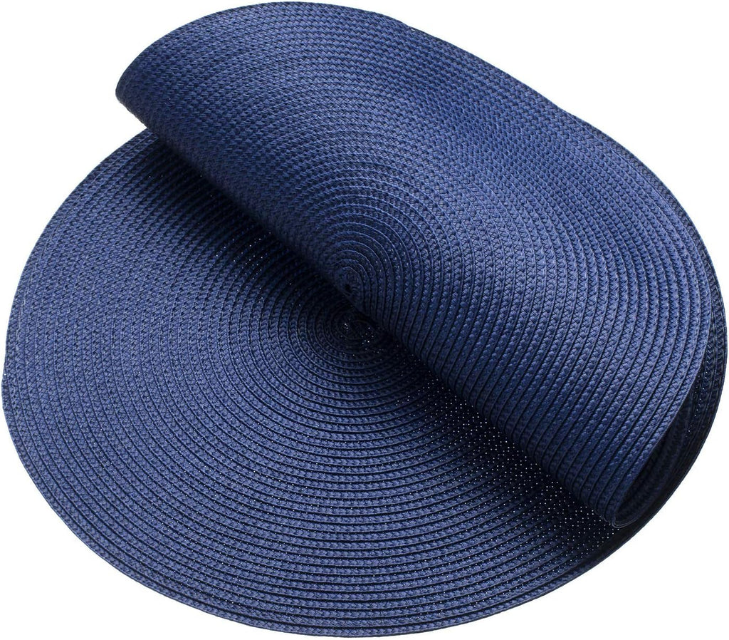 Round Placemats Heat Resistant Washable Non-Slip Woven Braided Table Mats for Dining Table Kitchen & Home - Set of 6