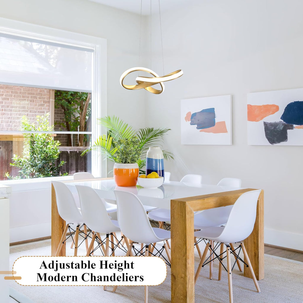 Modern LED Chandelier Contemporary Pendant Lighting Ring Light Fixture Gold with 4500K and 59in Height Adjustable