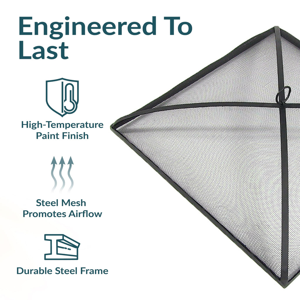 Heavy Duty Square Fire Pit Screen Cover, Assembly-Free, 24"