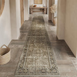 Brown Runner Rug 2x14 Vintage Area Carpet Hallway Long Indoor Kitchen Washable Living Room Low Pile 