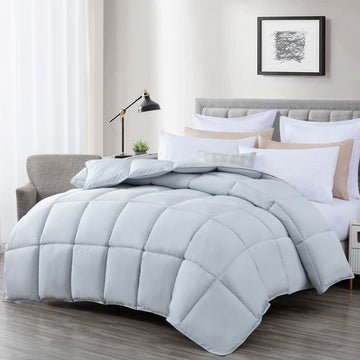 All Season Queen Size Down Alternative Comforter - Plush Microfiber Fill - Box Stitch Quilted - Duvet Insert with