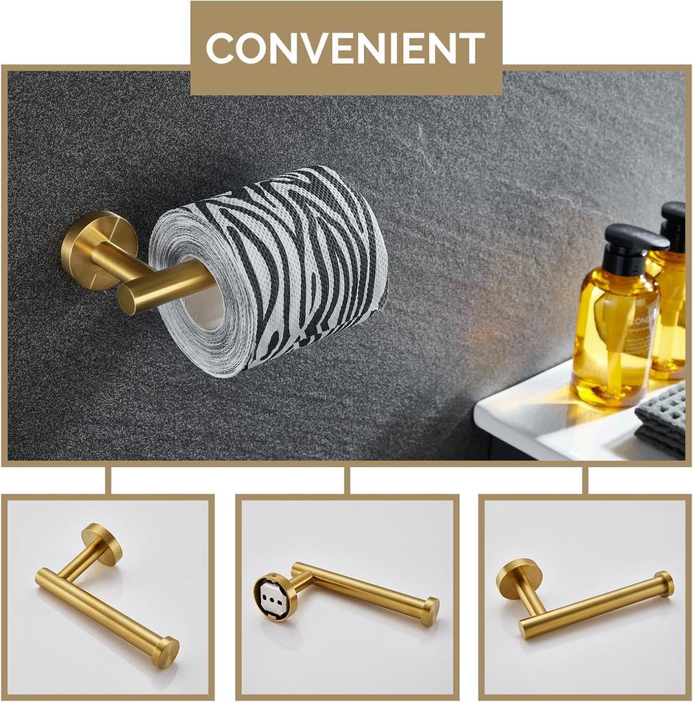 Bathroom Hardware Set Brushed Dark Gold, 4-Piece | SUS304 Stainless Steel Bathroom Fixtures Accessory Kit with Towel