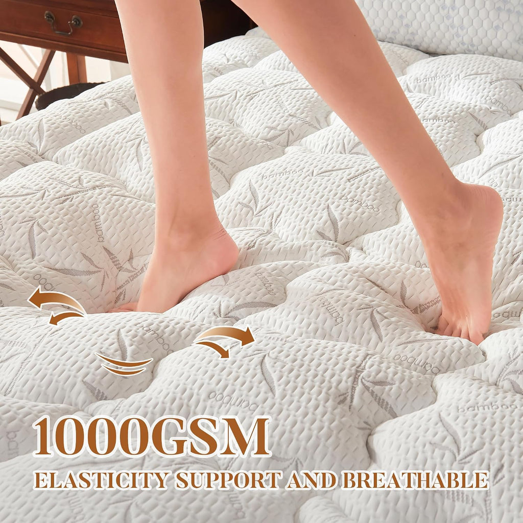King Size Mattress Topper, Thick Pillow Top Mattress Pad,Up to 21 Inch Deep Pocket,Soft Breathable Mattress Pad for