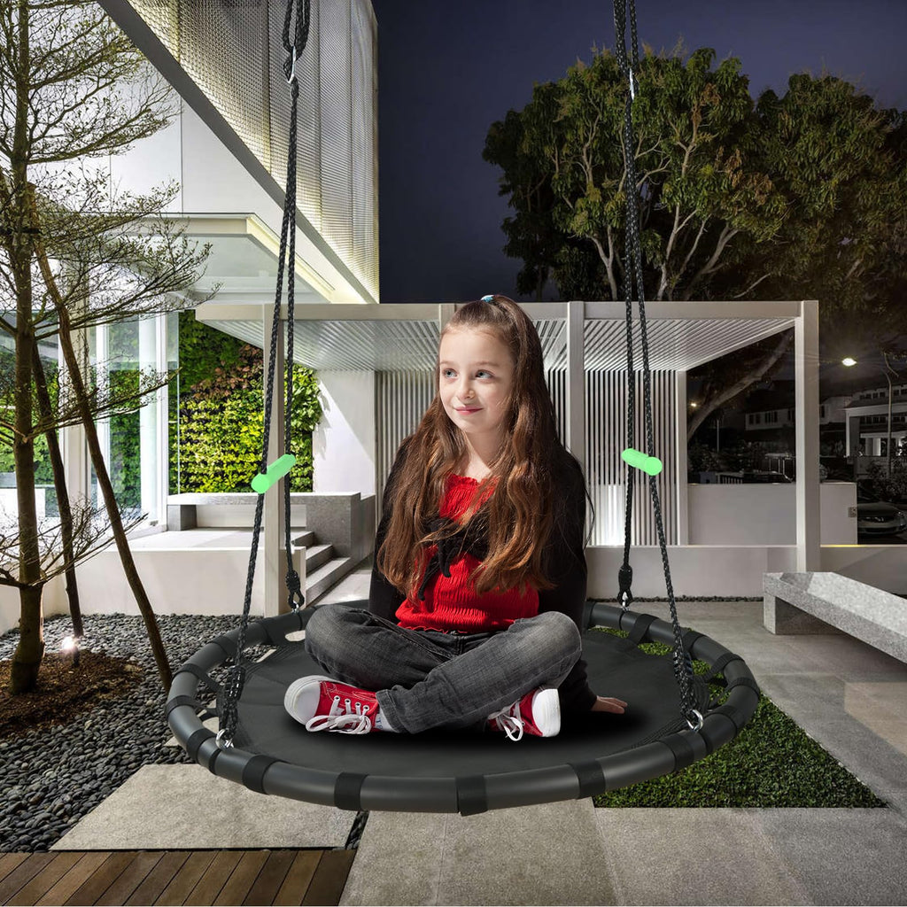 40 Inch Diameter Round Black Saucer Swing/Tree Swing Armrest Stick