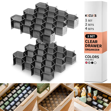 Honeycomb Separator Adjustable Drawer Organizer Divider for Underwear Belt-Scarf Socks Organizer (Black(2pcs))