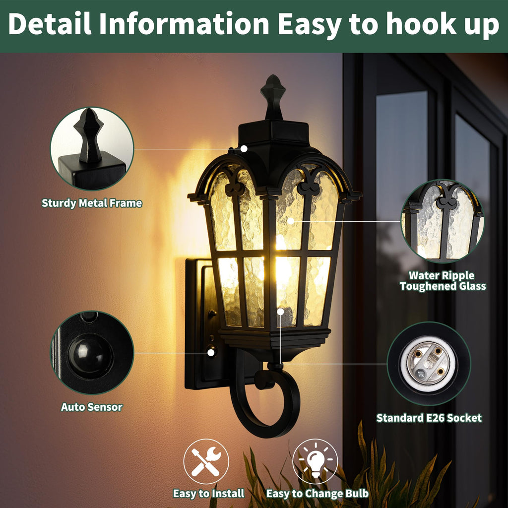 Motion Sensor Dawn to Dusk Outdoor Sensor Light Fixture Waterproof Porch Lights Anti-Rust Exterior Lighting Outdoor