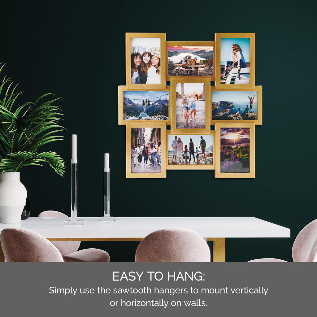 9 Opening 18x18 Gold Collage Picture Frame for Wall