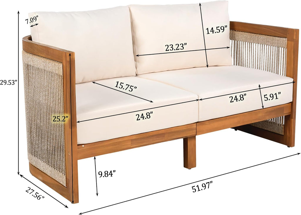 Nesbit 8-Seater Patio Furniture Set with Removable Cushion, 8 Piece Outdoor Acacia Wood Conversation Set, Wooden