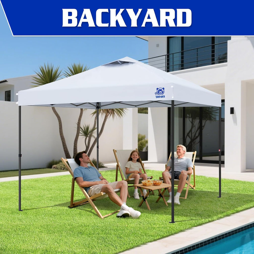 10x10 Pop Up Canopy Tent,300D Silver-Coating Top,1-Person Setup Commercial Heavy Duty Canopy Tent Instant Portable