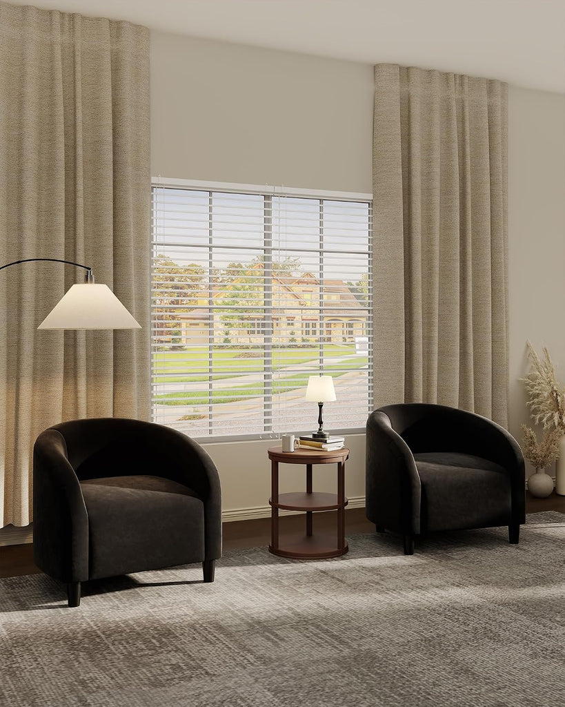 Accent Chair Club Chair Cozy Armrest Upholstered Velvet Barrel Chair with Solid Legs Bedroom Study Waiting Room(Black)