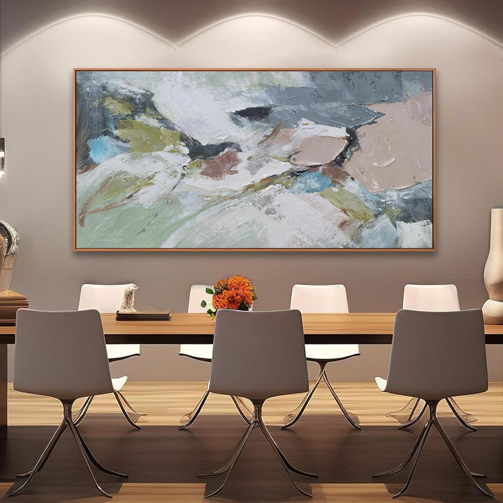 Pink Abstract Painting Large Wall Art Living Room Decor Green Canvas Print Colorful Abstract Wall Art Home Office