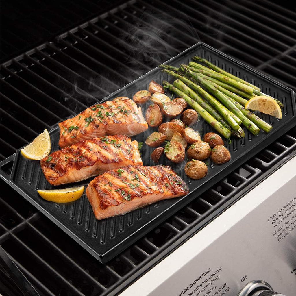 Reversible Cast Iron Griddle, 16.5" x 9.5" Rectangular Griddle Pan