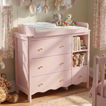 Baby Dresser with Changing Table Top Kids Dresser Pink | Nursery Dresser Wooden Small Dressers Baby Dresser Organizer