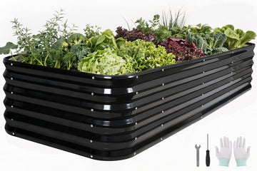5 in 1 Galvanized Raised Garden Bed, 8x3x1.4ft, Grey