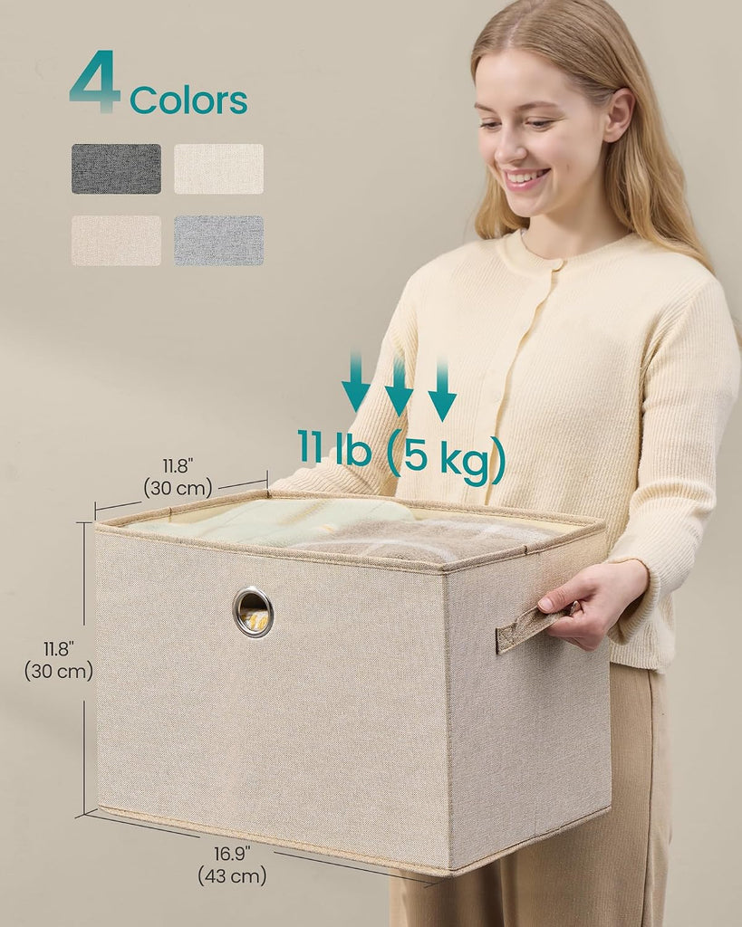 Large Storage Bins with Lids, 3 Pack Foldable Storage Boxes | 3 Pack Foldable Storage Boxes, 41 Quart Fabric Closet