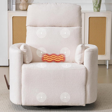 Oversized Swivel Recliner Chair with Massage and Heat, Rocking Chair Nursery with Adjustable Headrest, Rocking Chair