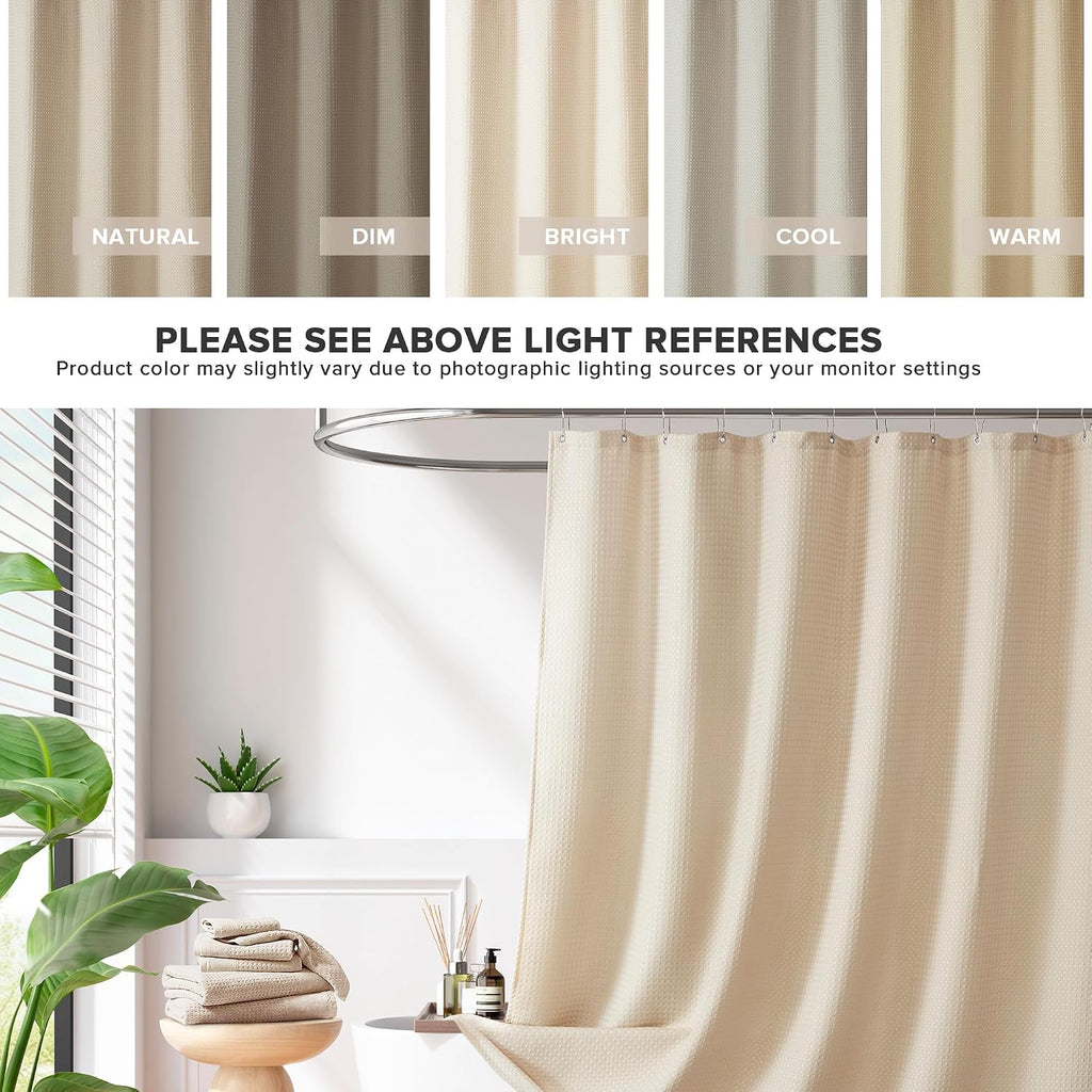 Arbor Waffle Shower Curtain , 72 x 72, Beige | Adds Privacy, Machine Washable, Farmhouse, OEKO-TEX Certified Bathroom
