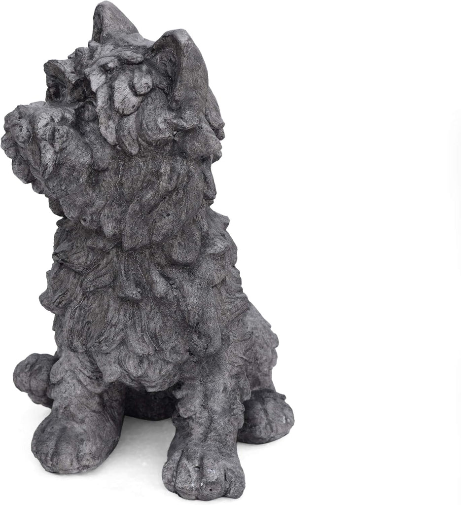 Seth Outdoor Terrier Dog Garden Statue, Antique Gray Finish
