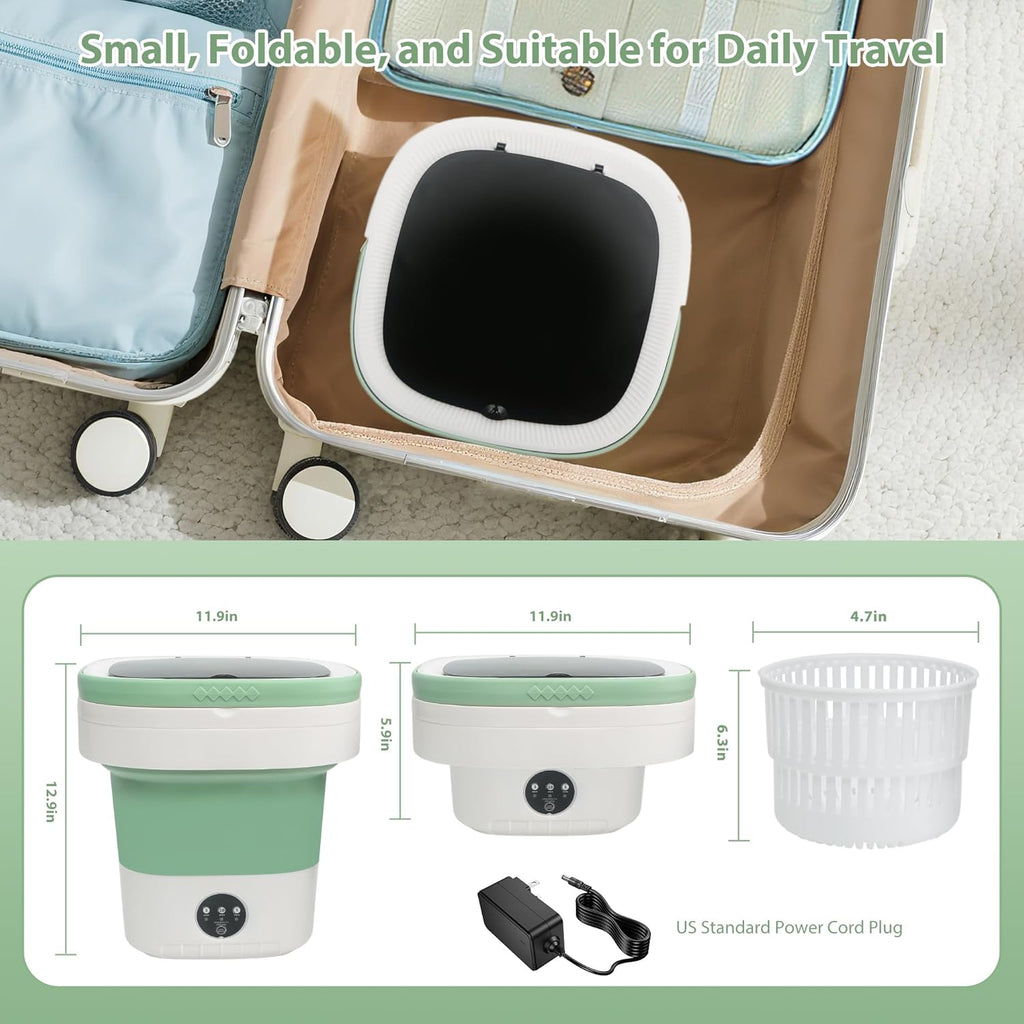 17L Portable Mini Washing Machine, Foldable Compact Washer with Spin Dryer, 3 Wash Modes for Baby Clothes, Underwear &