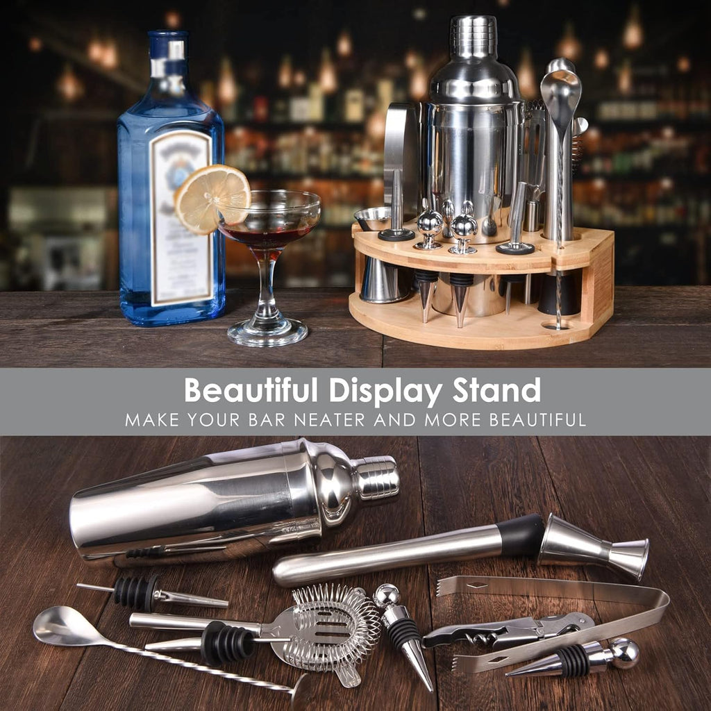 Cocktail Shaker Set,12 Piece 25oz Bartender Kit with Stand,Bar Set for Mixed Drink, Professional Bar Accessory :