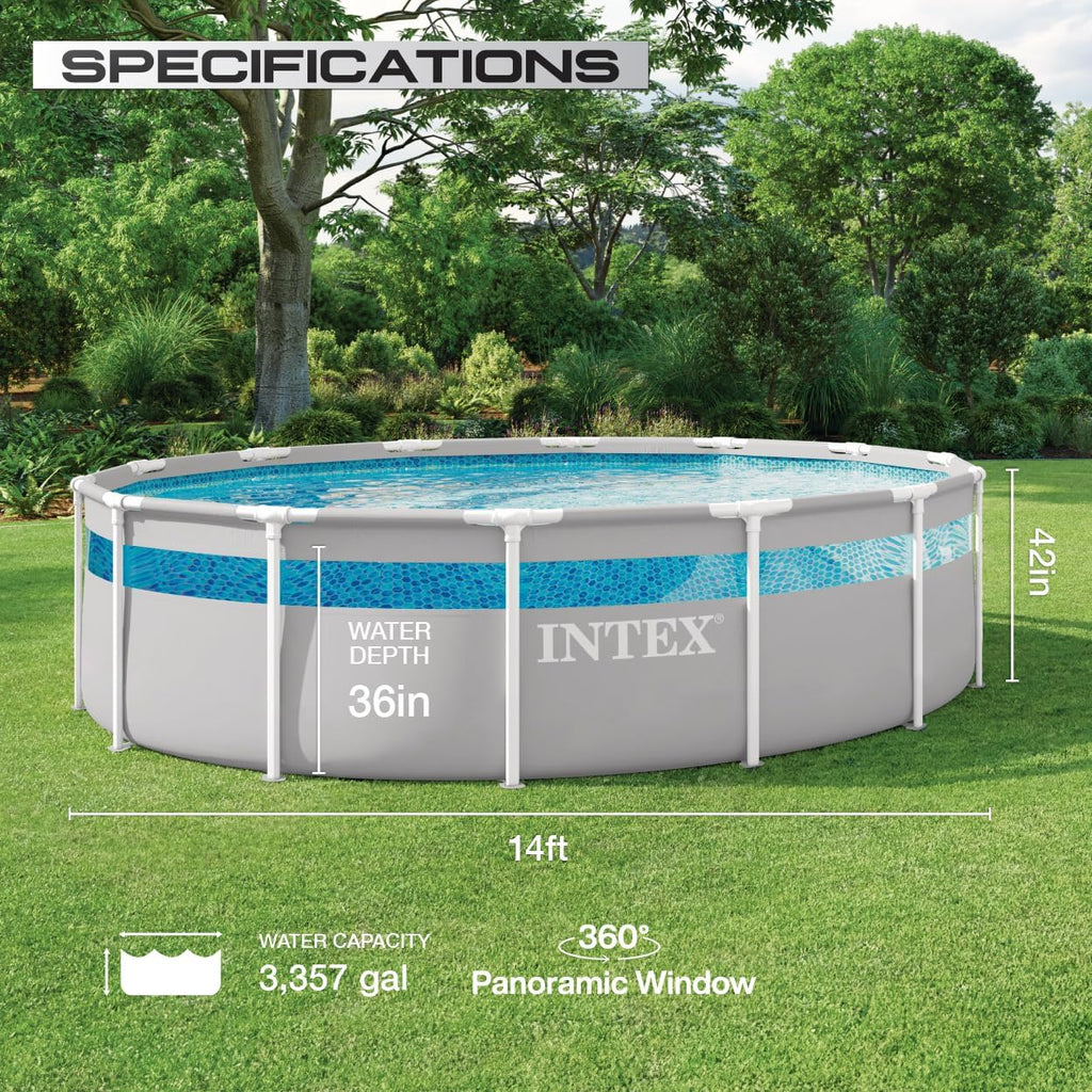 26721MZ 14ft x 42in Prism Frame Clearview Premium Above Ground Pool Set: Includes 1000 GPH Krystal Clear Cartridge