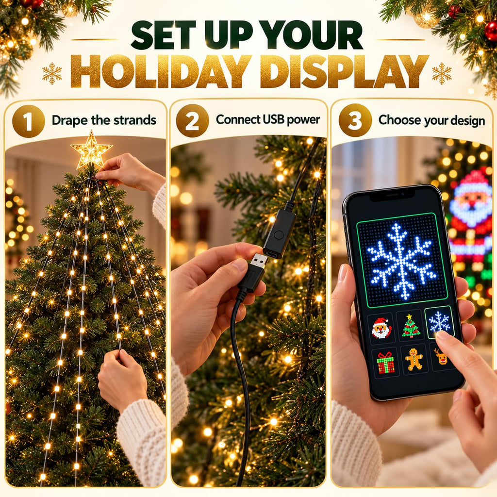 Smart Christmas Tree Lights, 400 LED App Control with Music Sync & Timer