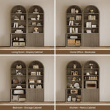Book Shelf Arched Cabinet 82" Tall Bookcase with Doors 5 Tier Book Shelves with Storage Large Bookshelves Wide