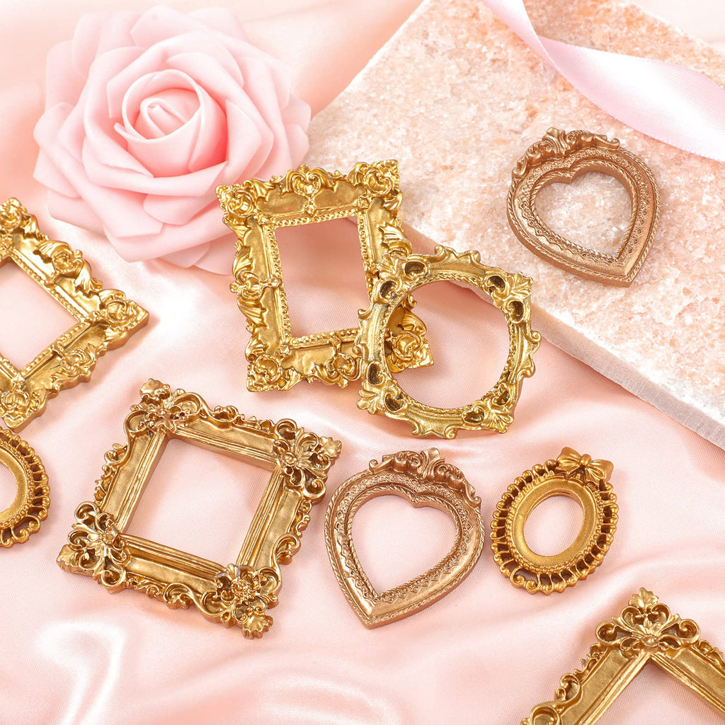 50 Pcs Gold Mini Vintage Picture Frames Bulk