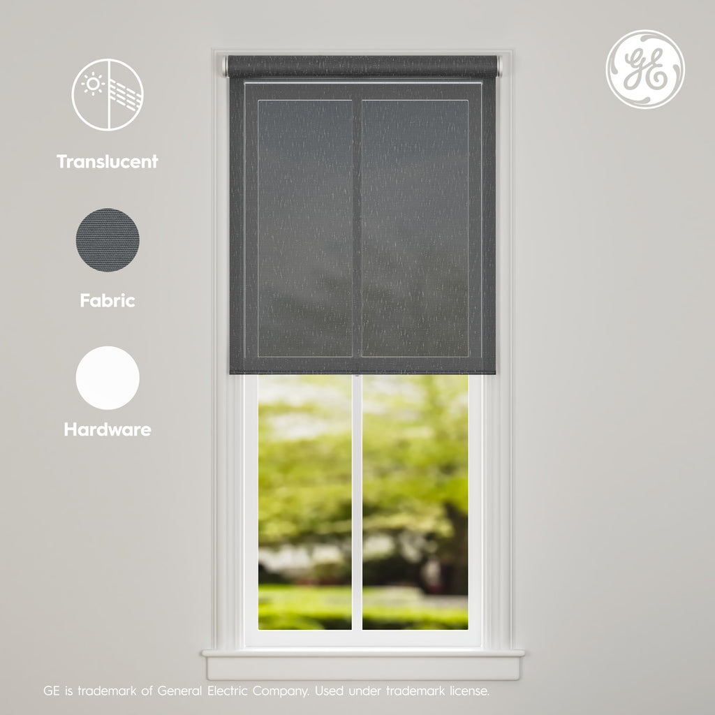 GE Smart Shade Motorized Roller, Translucent Grey, Custom Sized