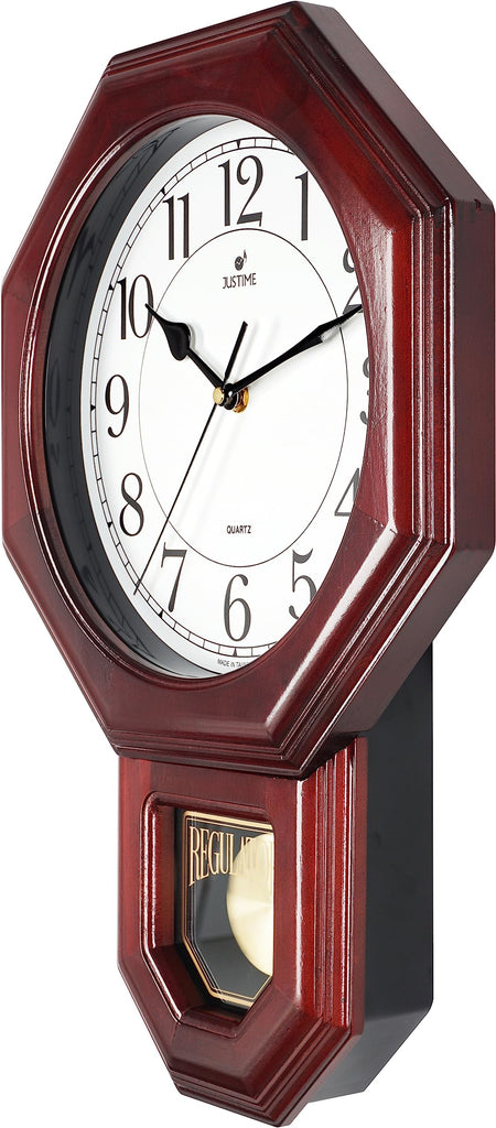 18" Schoolhouse Solid Wood Pendulum Wall Clock, Westminster Chime