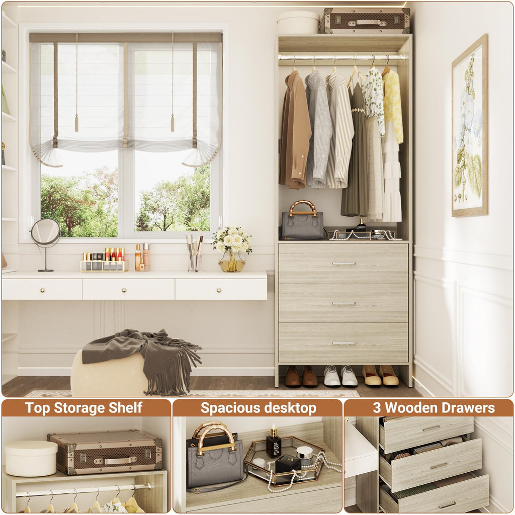 1.8FT Closet System with Drawers, 21.5'' Closet Organizer