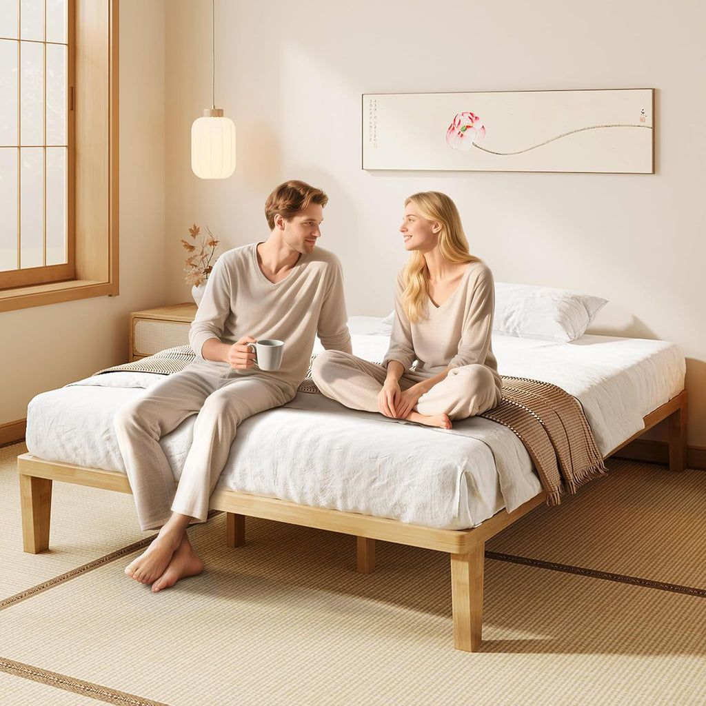 Queen Platform Bed Frame - 12 Inch Solid Wood Mattress Foundation Base with Heavy-Duty Support Slats & Legs