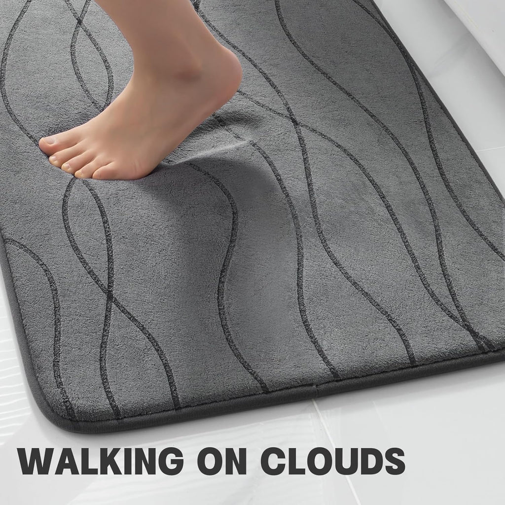 Bathroom Rugs Set 5 Piece, Memory Foam Bath Mat Dark Grey | Ultra Soft, Absorbent, Non-Slip, Machine Washable, Sink