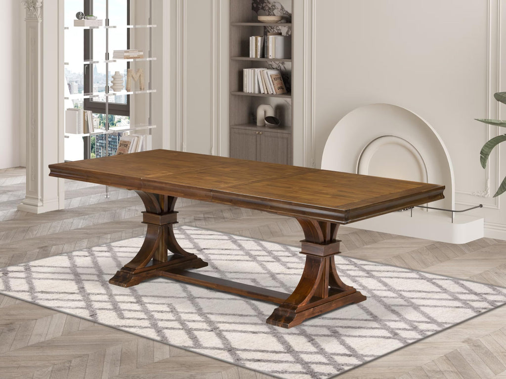 By - LET-AWA-TP - A Wooden Dining Table with Removable Rectangular Tabletop - Antique Walnut Finish