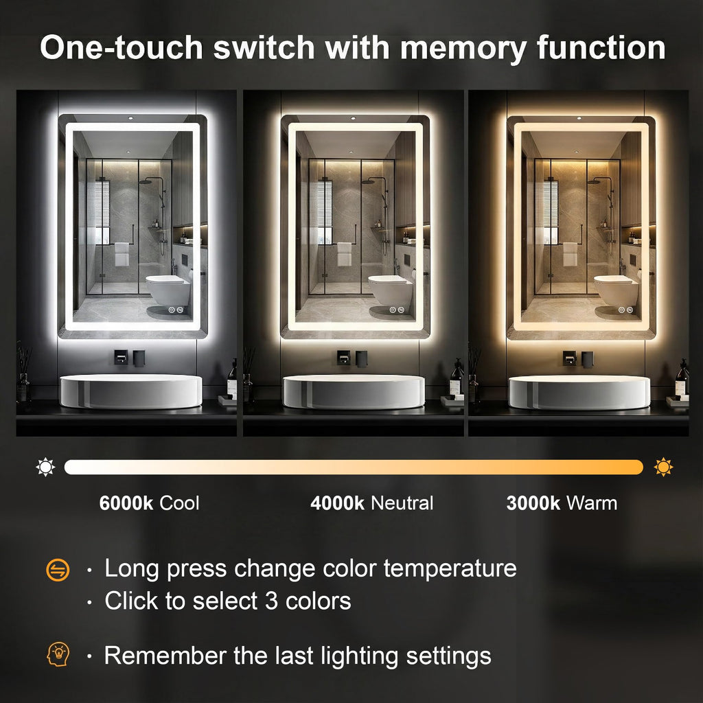 LED Bathroom Mirror with Lights, 2 Pack 24 x 36 Lighted Vanity Wall Mirror