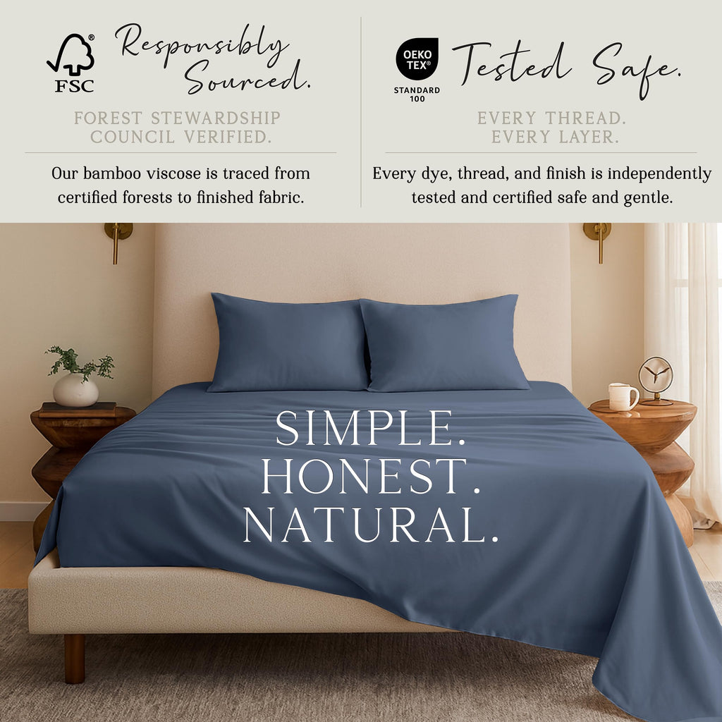 Bamboo Viscose 34" Split Top King Size Sheet Set, FSC Certified