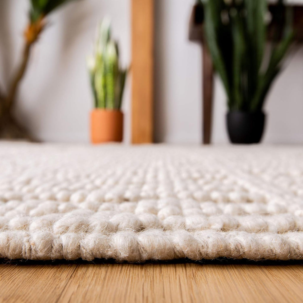 Natura Area Rug - 9' x 12', Ivory, Handmade Moroccan Boho Wool Fringe
