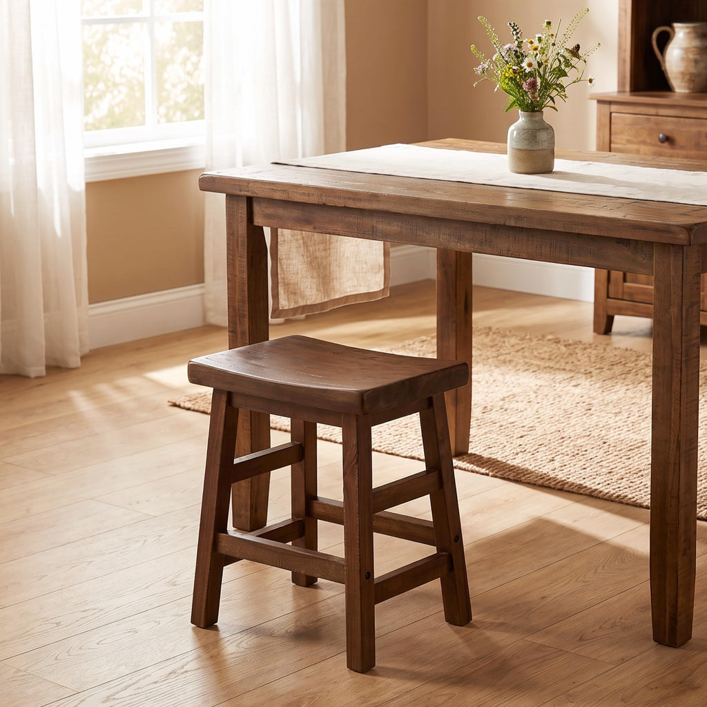 Durango Solid Wood Rustic Single Bar Stool, Natural, 20"