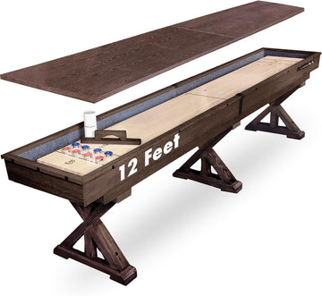 14 FT Solid Wood Shuffleboard Table, Comes in 2 6|7' Pieces Goes Around Stairs & Hallways